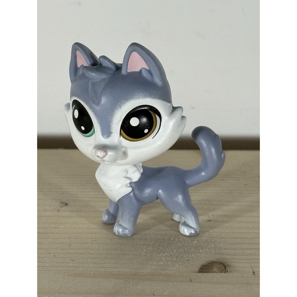 Littlest Pet Shop # 1-167 Ranger Husker Gray White Husky Teal Brown Eyes